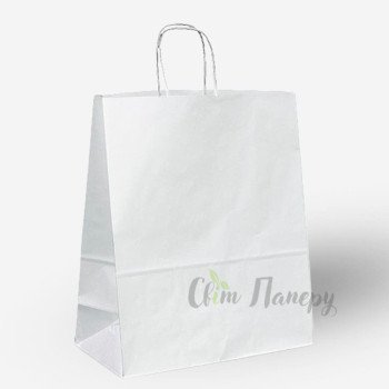 Пакет паперовий 250х150х350 мм білий з ручками